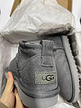 Уги жіночі Ugg Ultra Mini Grey сірі натуральна замша з хутром теплі на зиму короткі стильні, фото 4