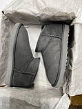 Уги жіночі Ugg Ultra Mini Grey сірі натуральна замша з хутром теплі на зиму короткі стильні, фото 3
