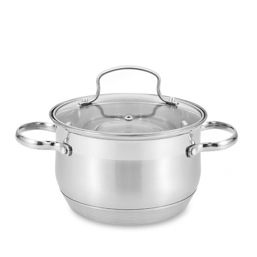 Каструля Maestro MR-3512-18 із нержавіючої сталі 2.9 л (18 см) | Каструля зі скляною кришкою Маестро