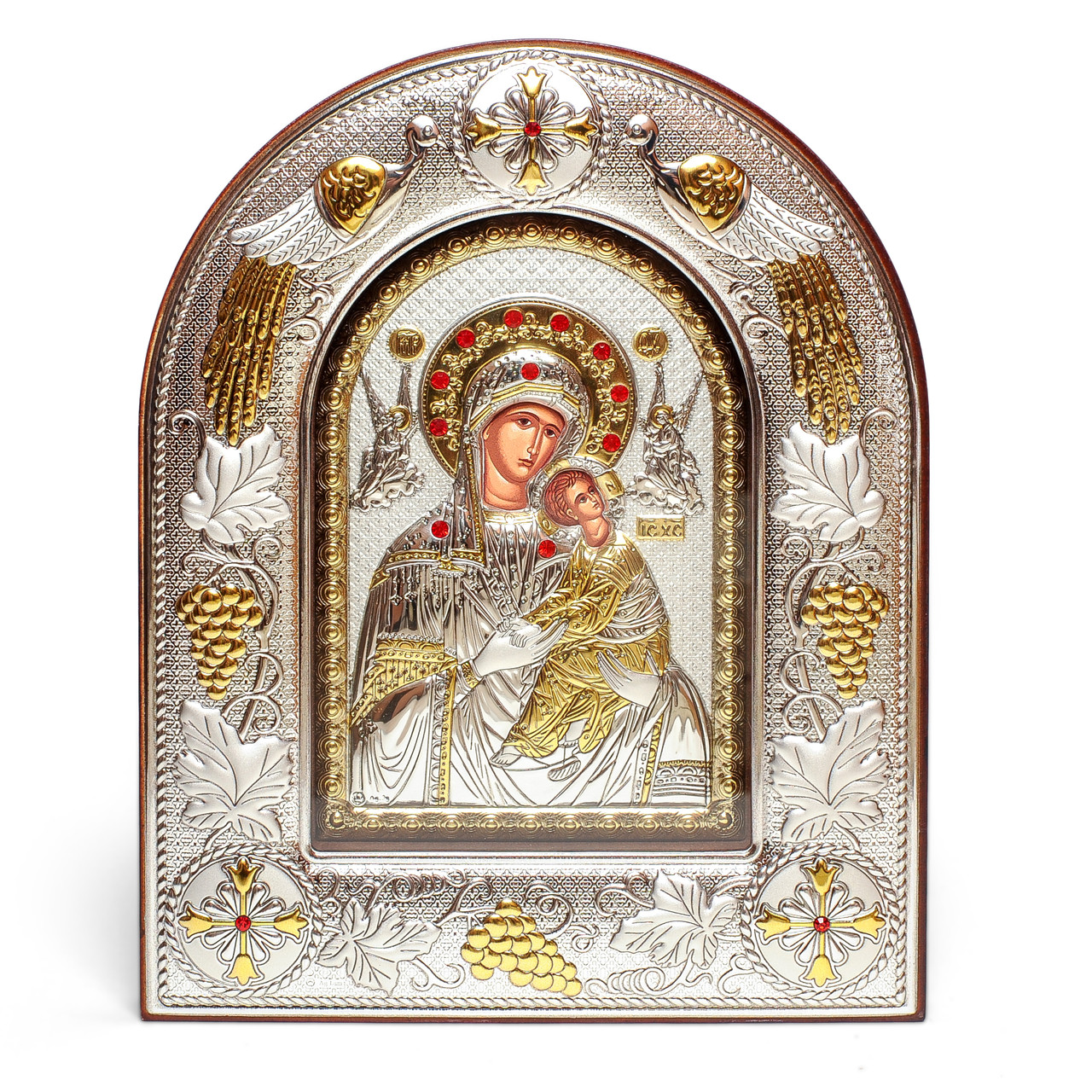 Страсна (Неустанної Допомоги) Ікона Божої Матері 24x29см під склом аркової форми на дереві