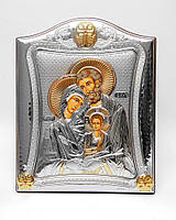 Икона Святое Семейство 9,5x12,5см в серебряной рамке с позолотой