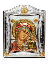 Казанська Ікона Божої Матері 20x25см під склом прикрашена різнобарвною ємалью