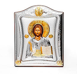 Ікона Ісуса Христа 15,5x19,5см в срібній рамці з позолотою