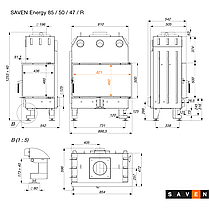 Камінна топка кутова SAVEN Energy 85х50х47R (17,0 kW) ECO, фото 3