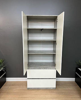 Шафа сіра на одне відділення без ручок з полицями та ящиками