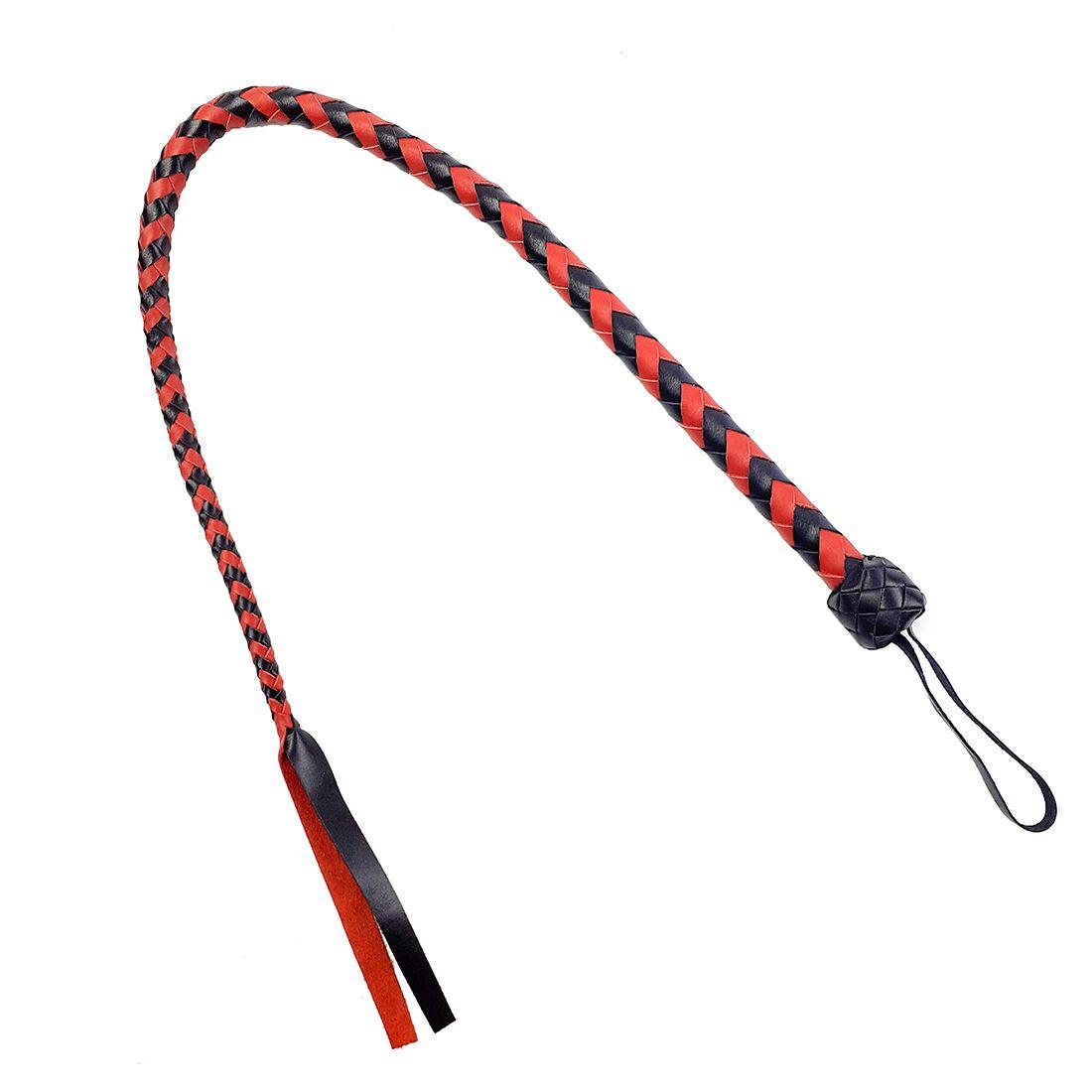 Батіг гнучкий Снейк, натуральна шкіра, колір чорно-червоний, довжина - 80 см KityS, фото 1