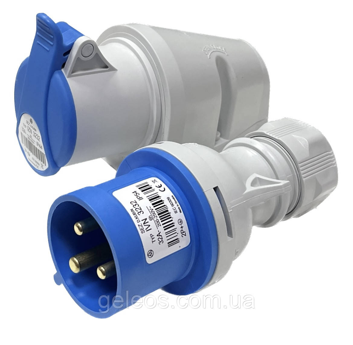 Силовий роз'єм настінний SEZ 3P 32А 220В вилка + розетка Словаччина