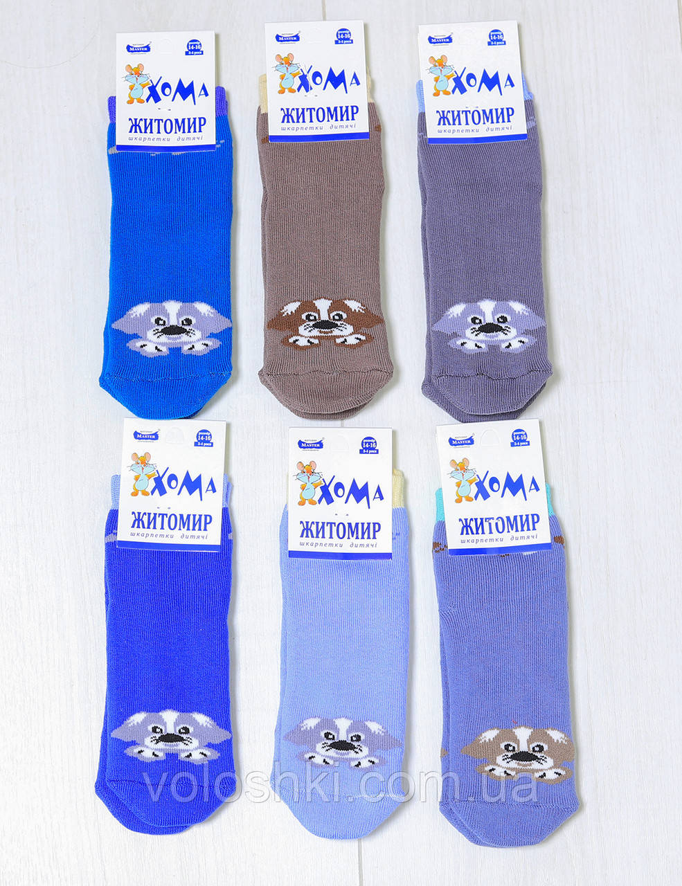 Шкарпетки дитячі теплі зимові, махрові, для хлопчика, середні, з малюнком Собачка, Майстер (розмір 14-16), фото 1