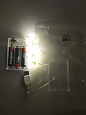 Гірлянда НА БАТАРЕЙКАХ + USB 50 LED 5 м білий РОСА світлодіодна, фото 5