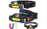 Налобный фонарь High Power HeadLamp LED+COB STRONG с магнитом, фото 5