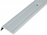 Угловой лестничный напольный алюминиевый профиль 9 мм х 24 мм, длина 90 см, Серебро