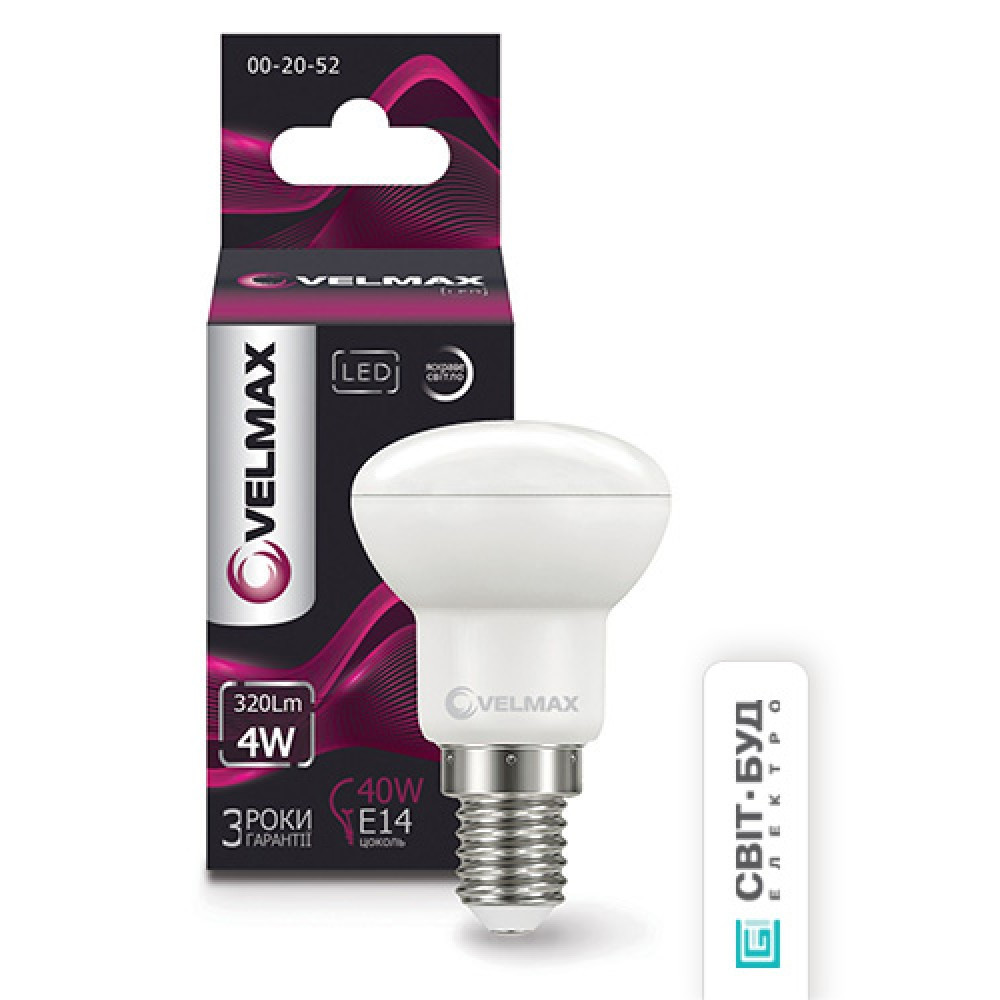 21-15-12 LED ЛАМПА V-R39, 4W, E14, 4100K, 320LM, 120 ° Арт.39033 Velmax