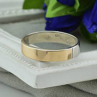 Серебряное обручальное кольцо БС4182в с золотом размер 15.5