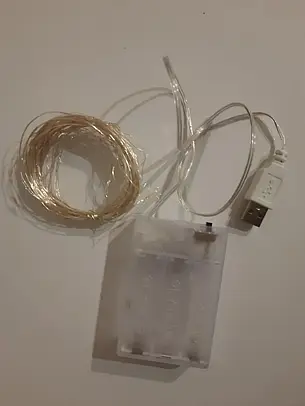 Гірлянда НА БАТАРЕЙКАХ + USB 50 LED 5 м теплий білий РОСА світлодіодна, фото 3