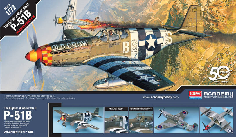 P-51B Mustang. Збірна модель літака у масштабі 1/72. ACADEMY 12464, фото 1