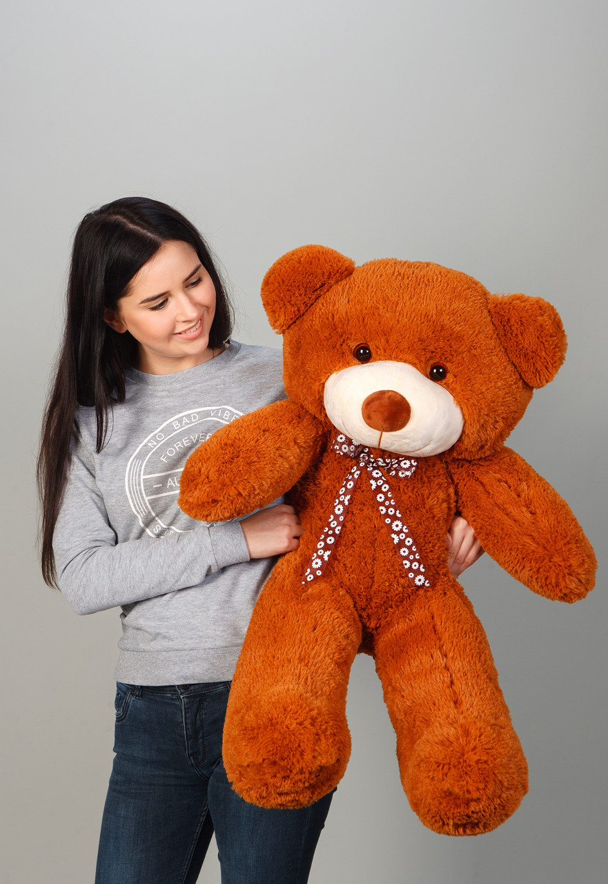 Модний м'який плюшевий ведмідь 100 см іграшка великий ведмідь у коричневому кольорі плюшевий ведмедик у подарунок
