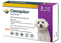Симпарика Таблетки от клещей и блох для собак (2,5 - 5 кг) 1таблетка/10 мг