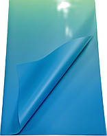 Пленка (калька) матовая в листах "Омбре: голубой + зеленый" (58 см х 58 см) 5 листов