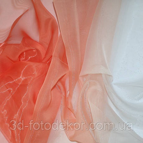 Тюль Микровуаль з переходом білого в оранжевий + високоякісний пошиття, фото 1