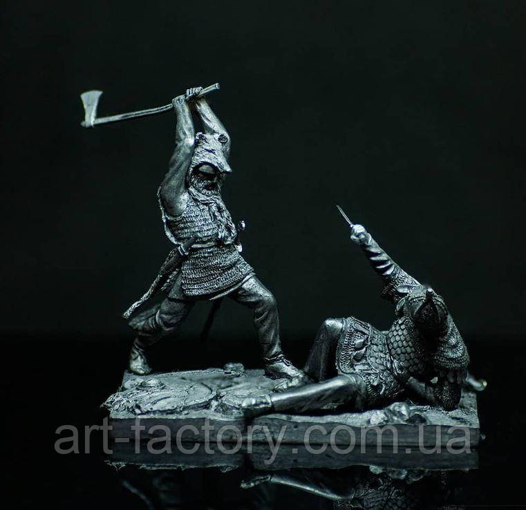 Статуетка колекційна Вікінг проти русича 9 см фігурка з металу та олова, декор інтер'єр антикваріат
