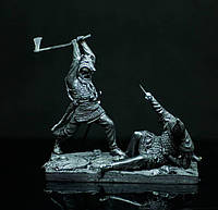 Статуэтка коллекционная Викинг против русича 9 см фигурка из металла и олова, антиквариат, декор интерьер