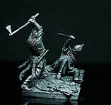 Статуетка колекційна Вікінг проти русича 9 см фігурка з металу та олова, декор інтер'єр антикваріат, фото 3