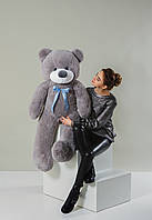 Якісний плюшевий ведмедик 140 см сірого кольору — подарунок дівчині великі м'які ведмеді в Україні