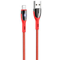 Кабель для зарядки телефона Lightning Apple Iphone with LED Safeness charging HOCO U89 |120см 2.4A| Красный