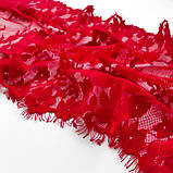 Ажурне французьке мереживо шантильї (з війками) червоного кольору, ширина 29 см, довжина купона 3,0 м., фото 3