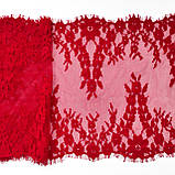 Ажурне французьке мереживо шантильї (з війками) червоного кольору, ширина 29 см, довжина купона 3,0 м., фото 7