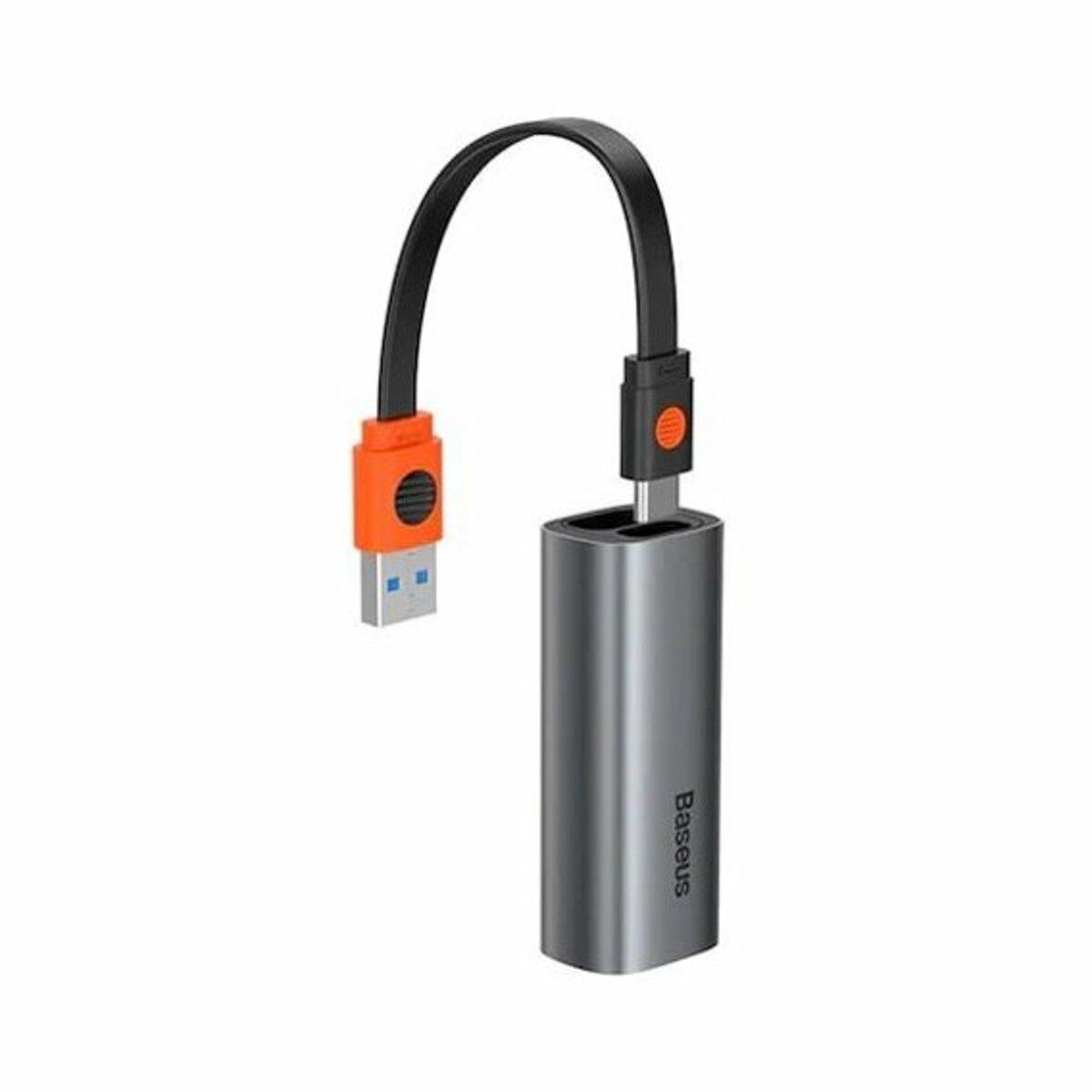 USB-Hub Baseus Steel Cannon Series USB A & Type-C Bidirectional Gigabit LAN Adapter Dark grey lly