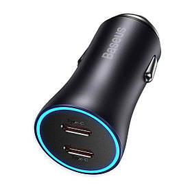 Автомобільний зарядний пристрій Baseus Golden Contactor Pro Dual Fast Charger Car Charger C+C 40W Dark Gray yL.