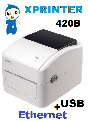 Етикетковий принтер Xprinter 420B LAN Ethernet+USB до 108мм, білий