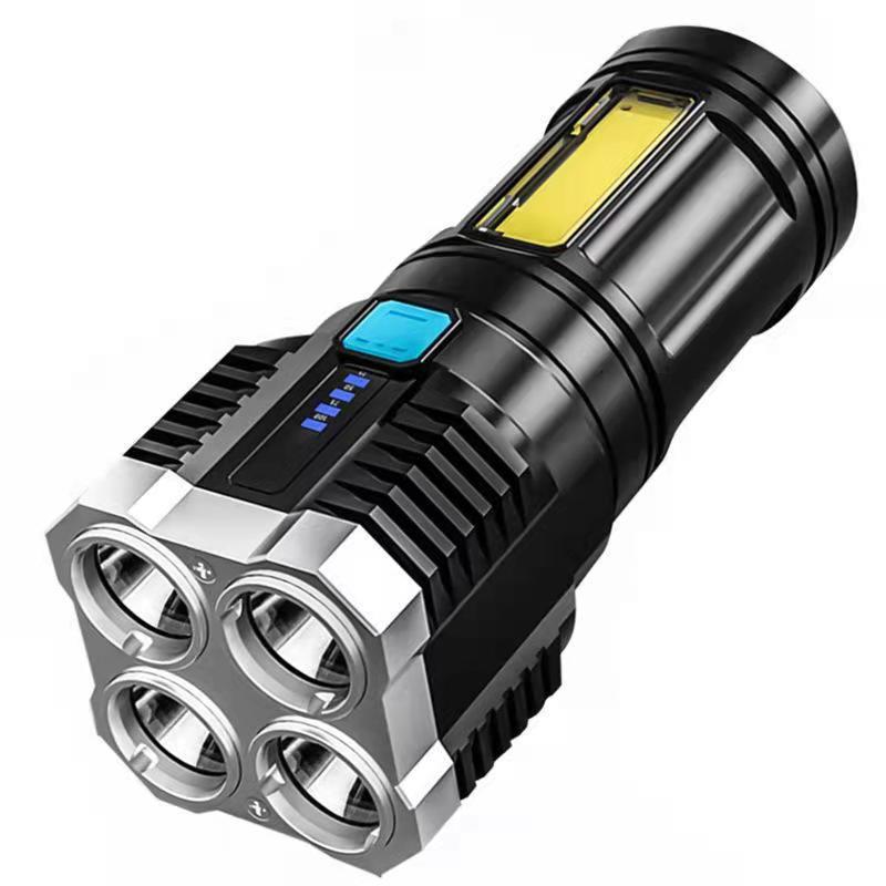 Ліхтар ручний X509/L-S03-4LED 3030+COB з/в USB-micro,Чорний, ABS пластик (код: X509)