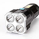 Ліхтар ручний X509/L-S03-4LED 3030+COB з/в USB-micro,Чорний, ABS пластик (код: X509), фото 5