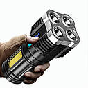 Ліхтар ручний X509/L-S03-4LED 3030+COB з/в USB-micro,Чорний, ABS пластик (код: X509), фото 9