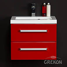 Червона тумба для ванної Grekon Fokus 50 см із білою раковиною Grekon Clever 50x39 см