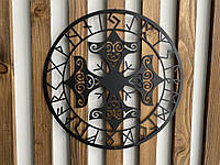 Настенный декор панно картина лофт из металла Молот Тора Руны