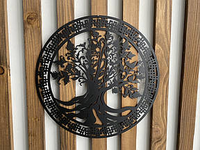 Настінний декор панно картина лофт із металу Дерево життя 30х30см