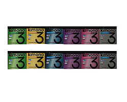 Високоякісні презервативи чоловічі набір Kimono 36 штук (12 упаковок по 3 шт.)