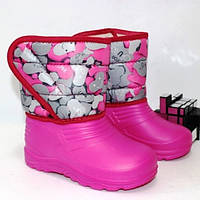 Чоботи піна рожеві з сірими сердечками
