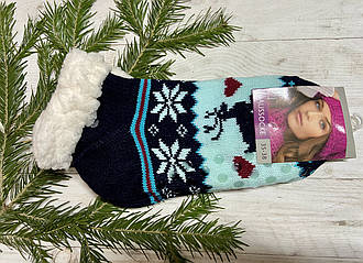 Шкарпетки жіночі теплі, овеча вовна 35-38, 39-41 короткі синій