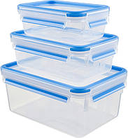 Набір харчових контейнерів Emsa Clip&Close з 3 предметів 0.55 л 1 л 2.2 л 100% герметичність пластик