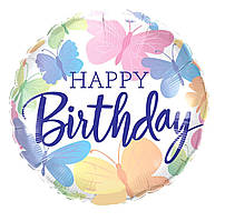 Куля фольгована Happy Birthday, 45*45 см метелики