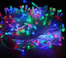 Світлодіодна гірлянда на 200 Led прозорий провід електрична з контролером мультиколір 8 режимів