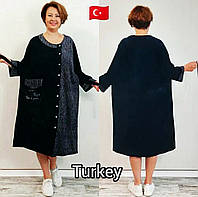 Велюровый женский халат на пуговицах Турция