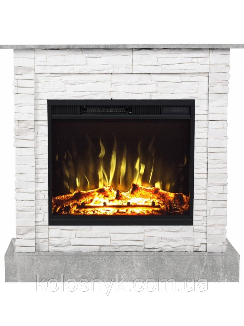 Камінокомплект Aflamo VIGO Бетон Білий + LED 60 3D