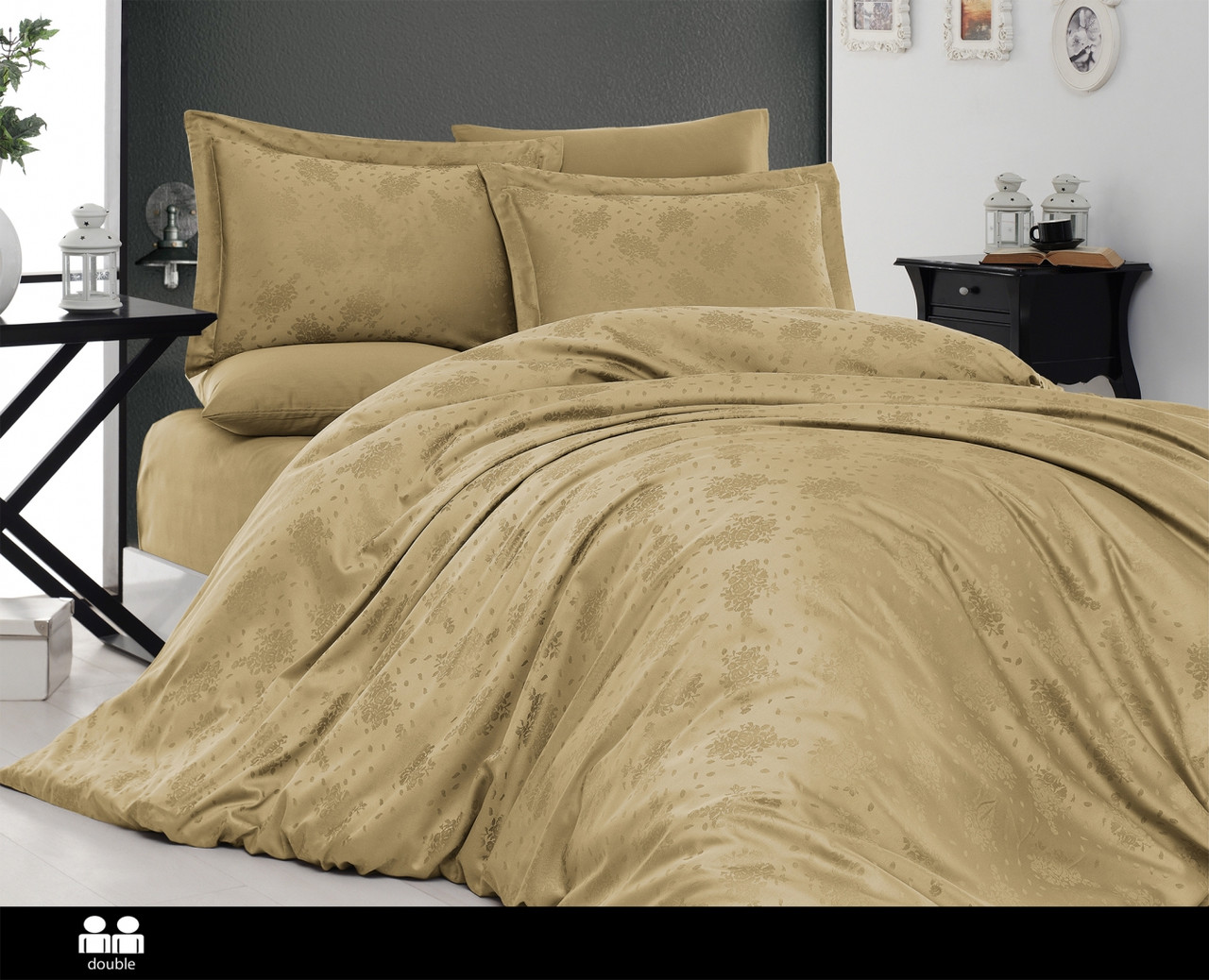 Турецьке Постільне Бельє First Choice Jacquard Satin Marleda Caramel