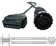 Переходник c OBD-II 16-pin на 14-pin MB Sprinter, VW LT, SsangYong Пантехникс Арт-051