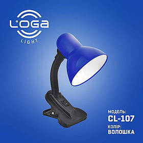 Лампа настільна на прищіпці блакитна "Волошка" Е27 LOGA
